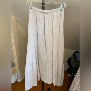 Blue Linen Maxi Skirt